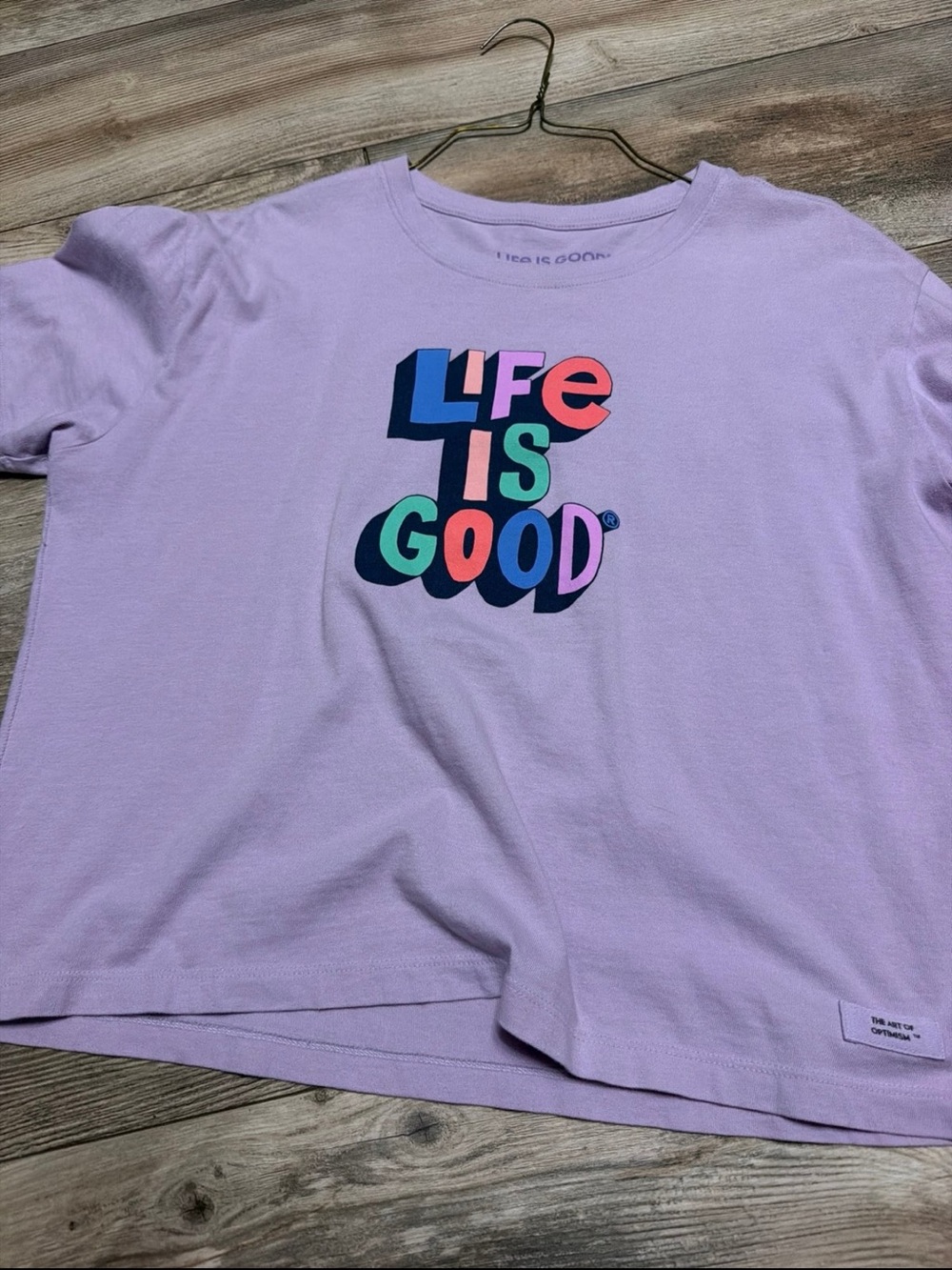 Life Is Good Lavender Tee with Colorful Block Logo